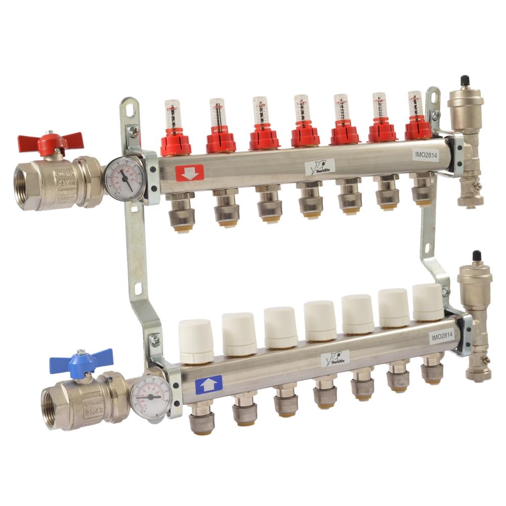 7 -Loop Brass 1-in x 1/2-in Radiant heating Manifold