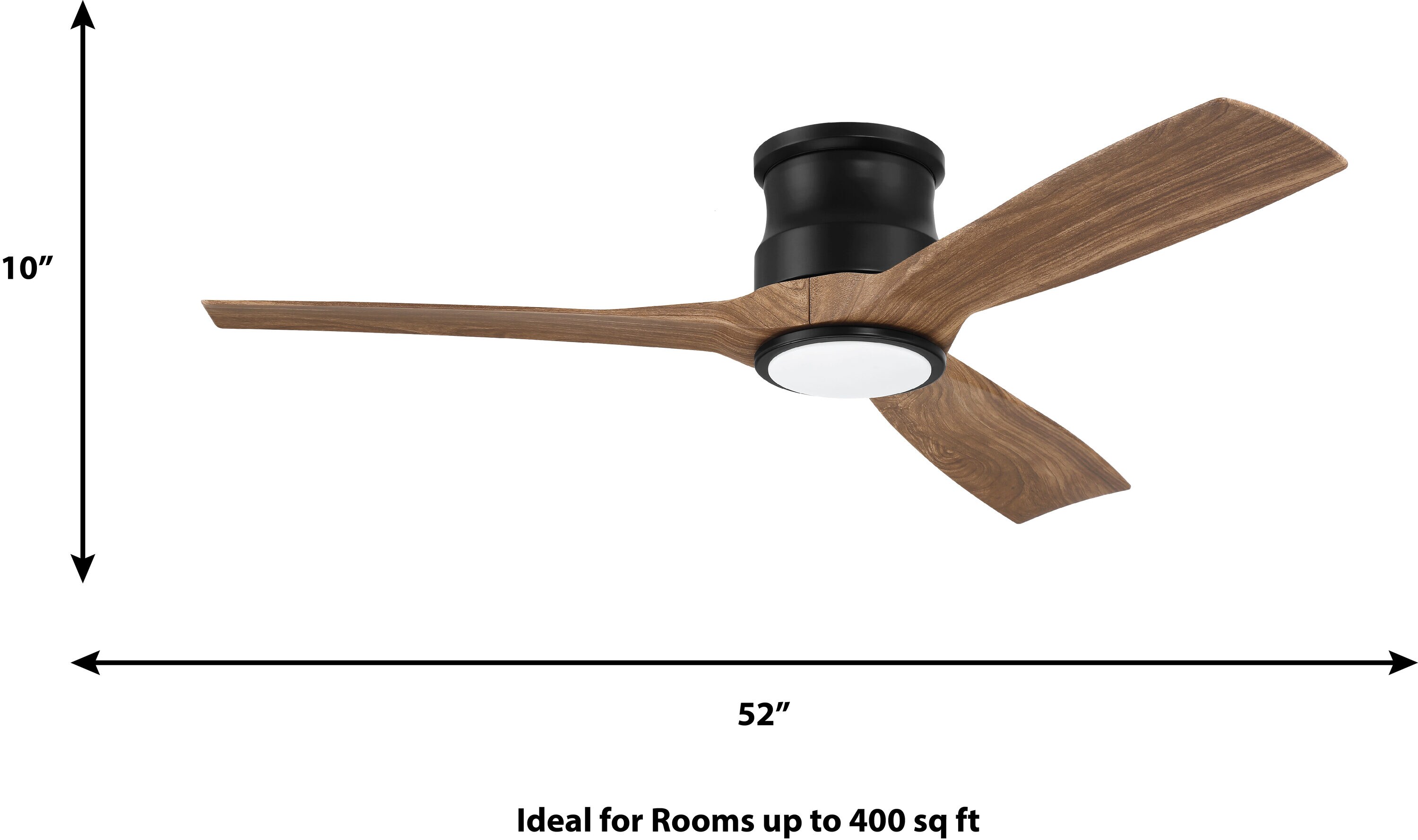 52-in Color-Changing Integrated LED Flush Mount Matte Black with Dark Walnut Blades Propeller Ceiling Fan With Light - Remote Included ( 3 -Blade ) - Image 16