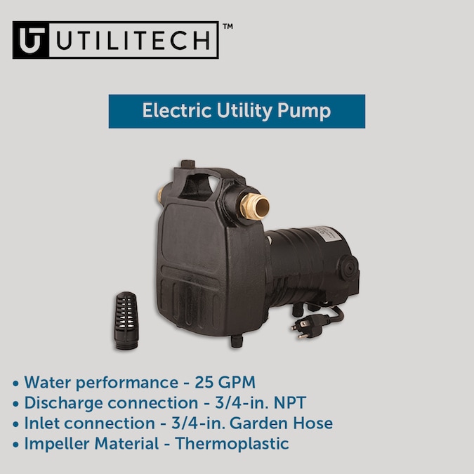 Utilitech 1/2-HP 25-GPM Cast Iron Electric Utility Pump - Image 3