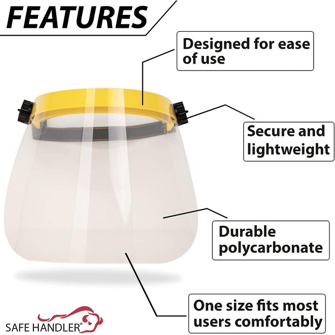 Safe Handler 30-Pack, Reusable Facial Protection, Clear Polycarbonate Face Shield - Image 3