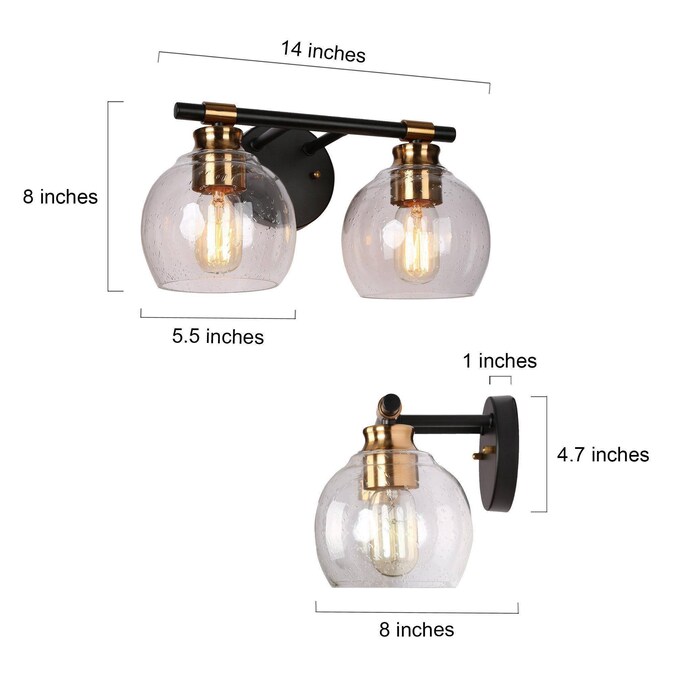 ZEVNI Alvis 14-in 2-Light Satin Black LED Modern/Contemporary Vanity Light - Image 10