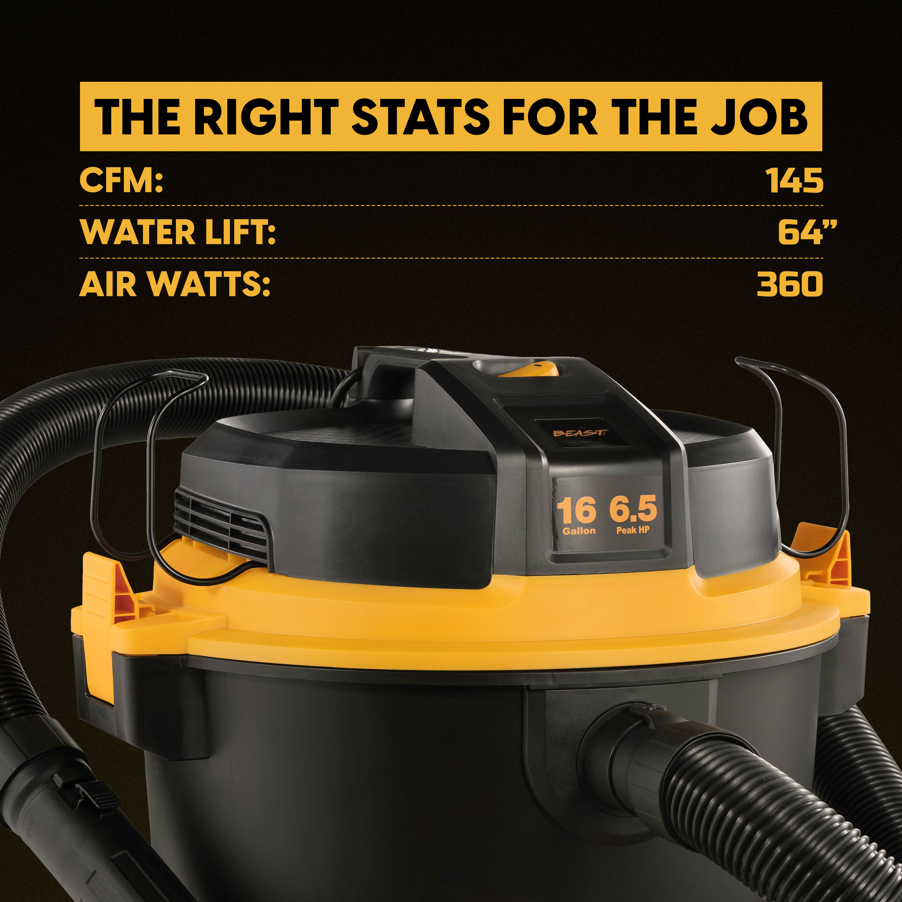 16-Gallon 6.5 HP Corded Wet/Dry Shop Vacuum with Accessories Included - Image 2