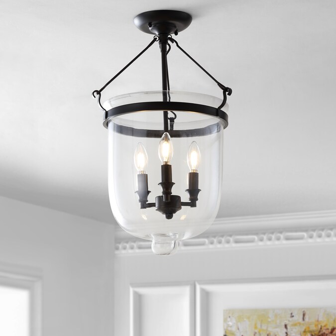 JONATHAN  Y Charlotte Traditional Transitional 3-Light Oil Rubbed Bronze LED Semi Flush Mount Light