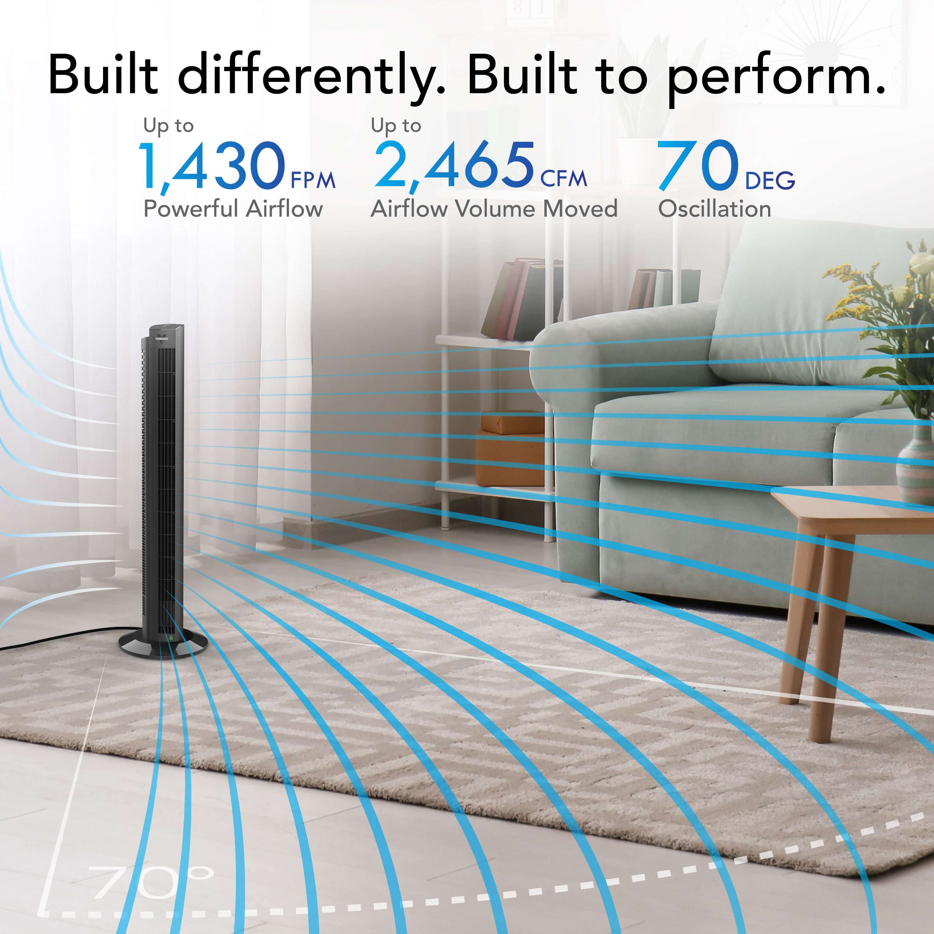 42.22-in 120 -Volt High Velocity Indoor Black Oscillating Tower Fan with Remote Battery(s) Included and - Image 2