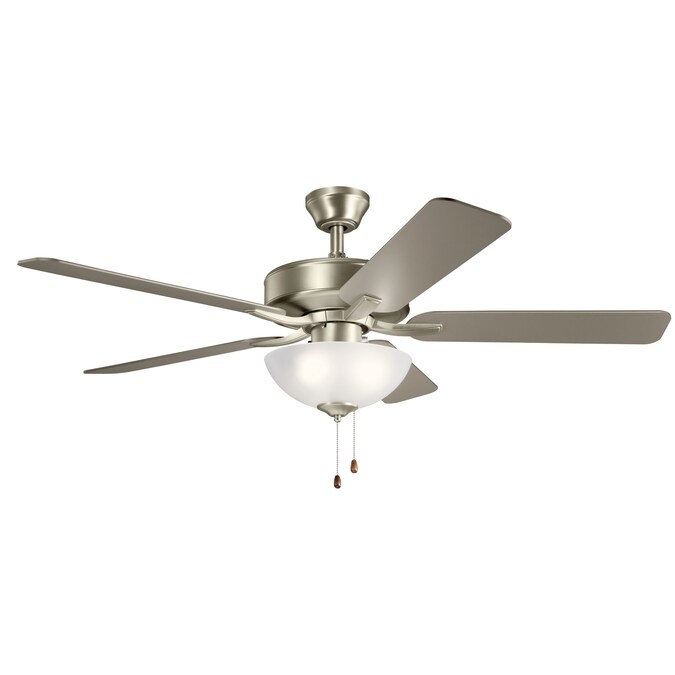 Kichler Basics Pro Select 52-in Brushed Nickel with Walnut/Silver Blades Indoor Ceiling Fan with Light (5-Blade)