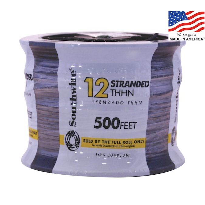 Southwire 500-ft 12-AWG Black Stranded Copper Thhn Wire (By-the-roll)