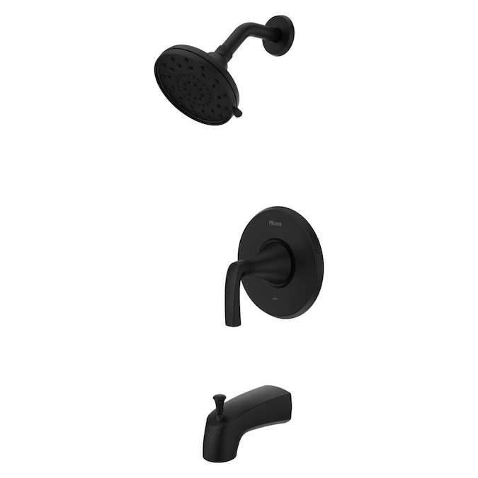 Pfister Rancho Matte Black 1-handle Multi-function Round Bathtub and Shower Faucet Valve Included