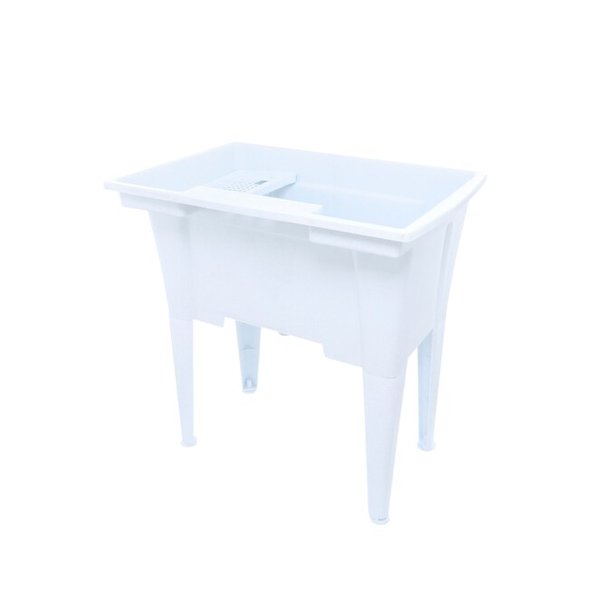 RuggedTub 32.25-in x 22-in 1-Basin White with Gray Speckles Freestanding Utility Tub - Image 5