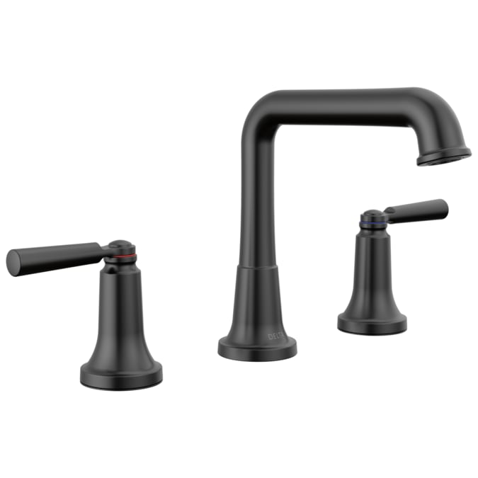 Delta Saylor Matte Black Widespread 2-Handle WaterSense Bathroom Sink Faucet with Drain