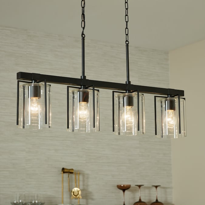 Kichler Birk 4-Light Matte Black Farmhouse Led; Dry rated Chandelier