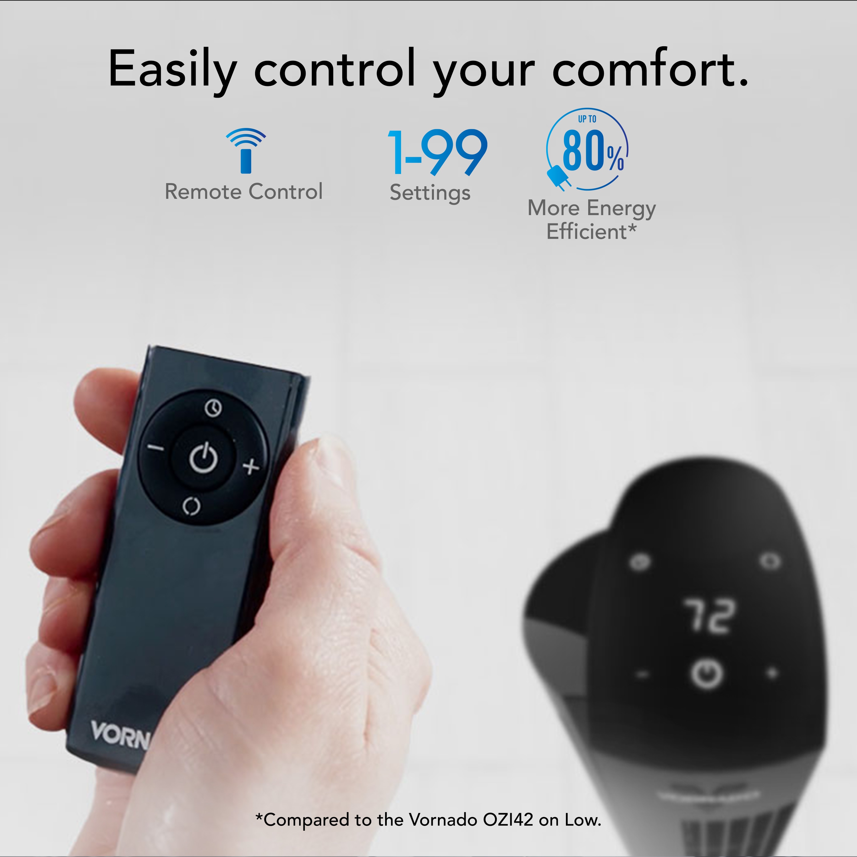 42.22-in 120 -Volt High Velocity Indoor Black Oscillating Tower Fan with Remote Battery(s) Included and - Image 5