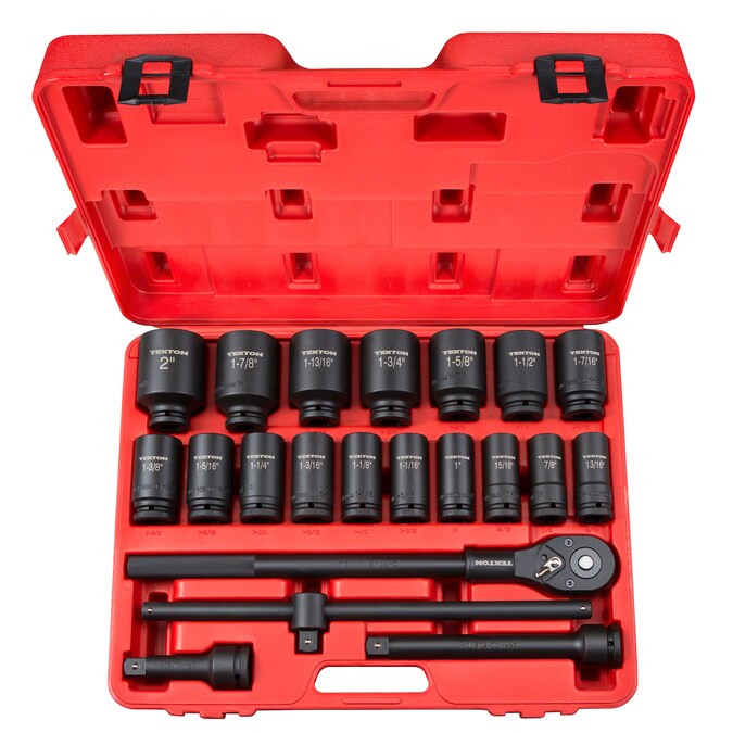 TEKTON 3/4-in Drive Standard (SAE) Deep Socket Set (22-Pieces)