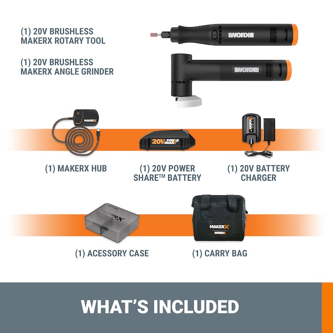 WORX MakerX Variable Corded 20-volt Max Multipurpose Rotary Tool Kit - Image 11