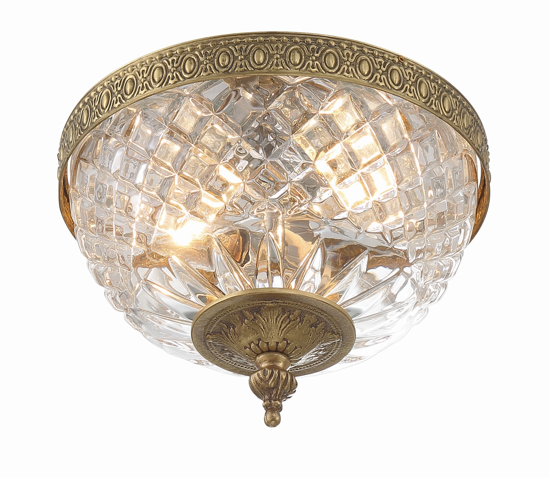Ceiling Mount 2 -Light 8-in Antique Gold Flush Mount Light - Image 4