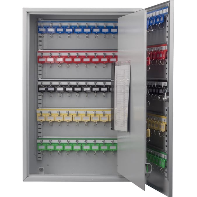 Barska Steel Wall-Mounted Key Cabinet Safe with 150 Hooks, Gray, Key Index and Log Sheet Included