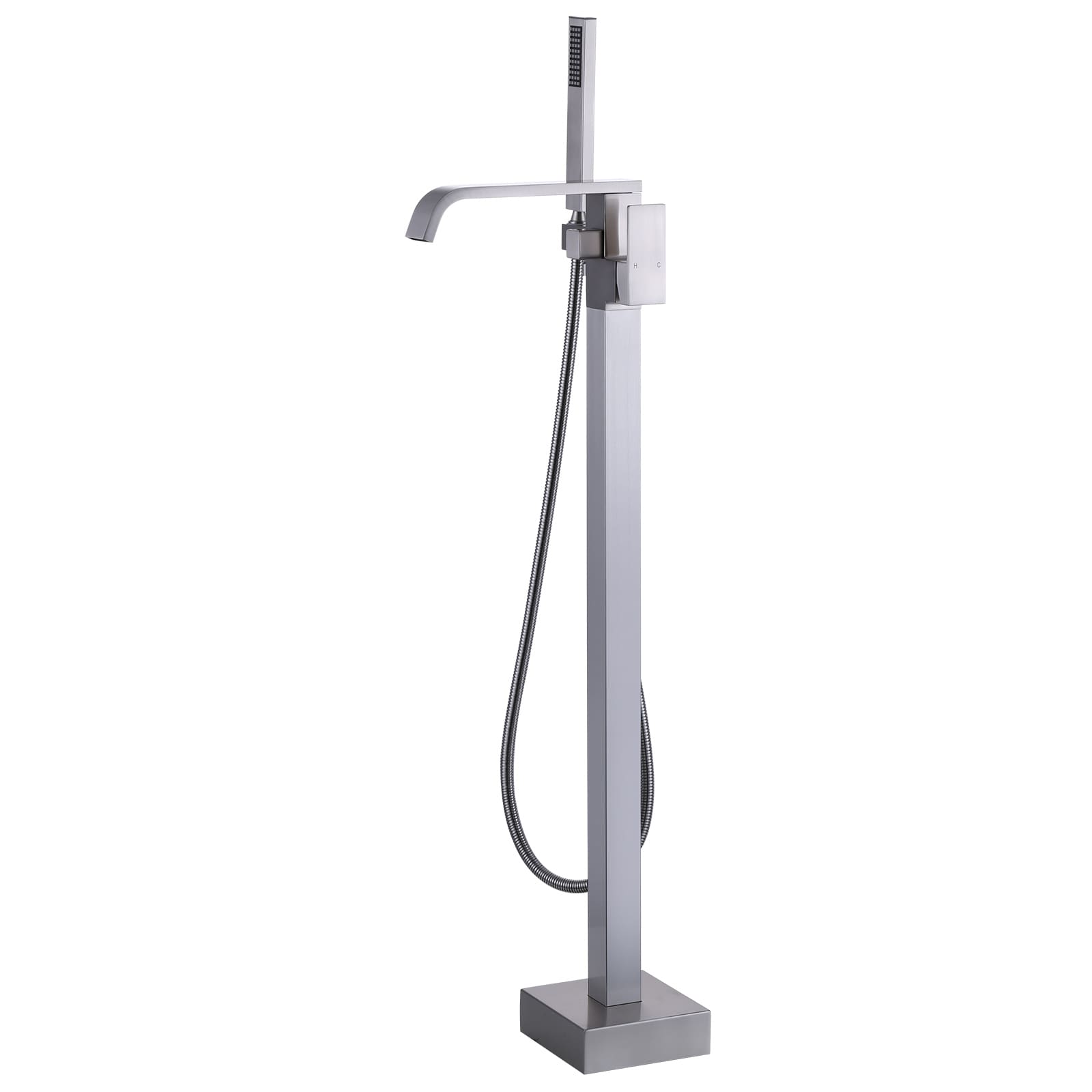 Brushed Nickel 1-handle Freestanding Waterfall Bathtub Faucet with Hand Shower ( Valve Included )