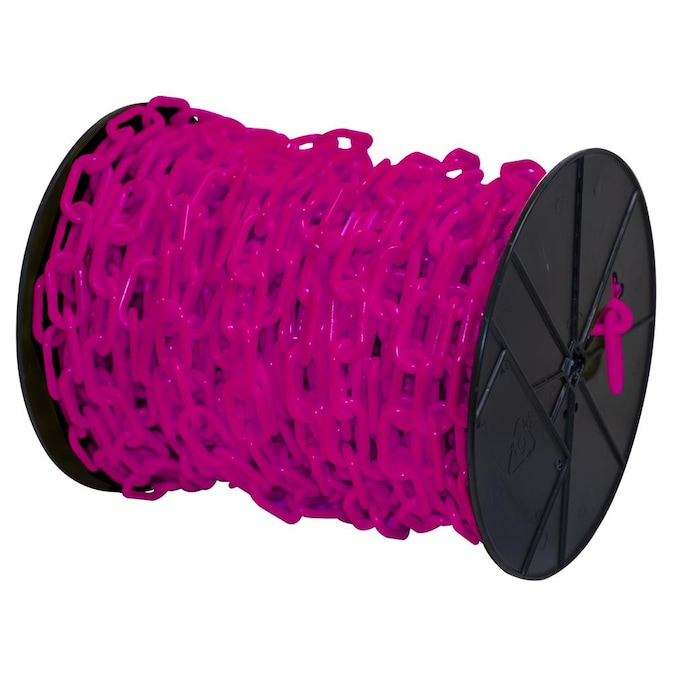Mr. Chain 1 in (#4, 25Mm) X 250 Ft Safety Pink Plastic Barrier Chain On A Reel