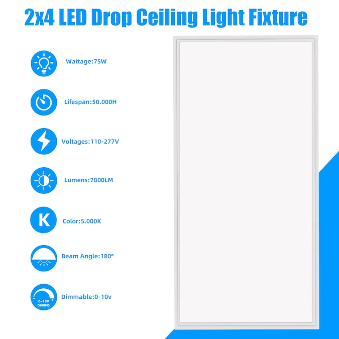 WYZM 4-Pack 4-ft x 2-ft Adjustable Daylight LED Panel Light - Image 5