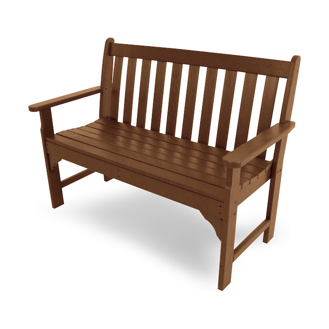 POLYWOOD Vineyard 48.5-in W x 35.25-in H Teak Plastic Garden Bench