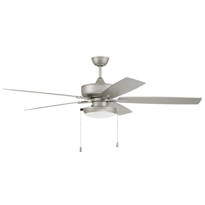 Craftmade Outdoor Super Pro 60-in Painted Nickel Integrated LED Indoor/Outdoor Ceiling Fan with Light (5-Blade)