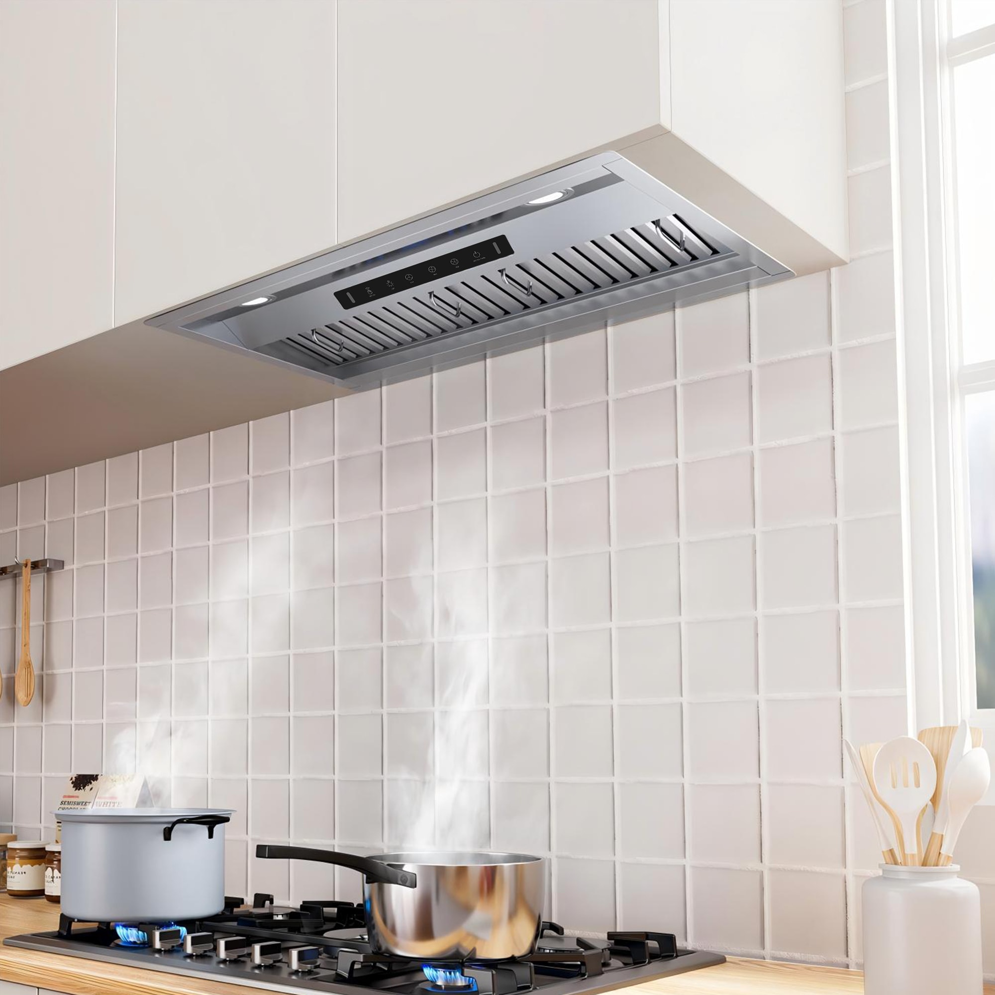 30 inch Convertible 860-CFM Stainless steel Insert Under Cabinet Range Hood with Charcoal Filter - Image 3