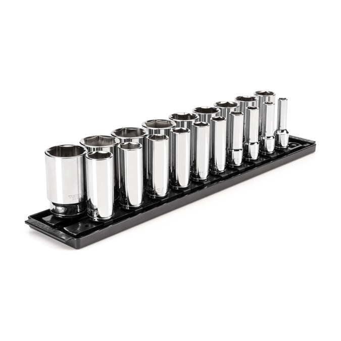 TEKTON 1/2-in Drive Standard (SAE) Deep Socket Set (19-Pieces)