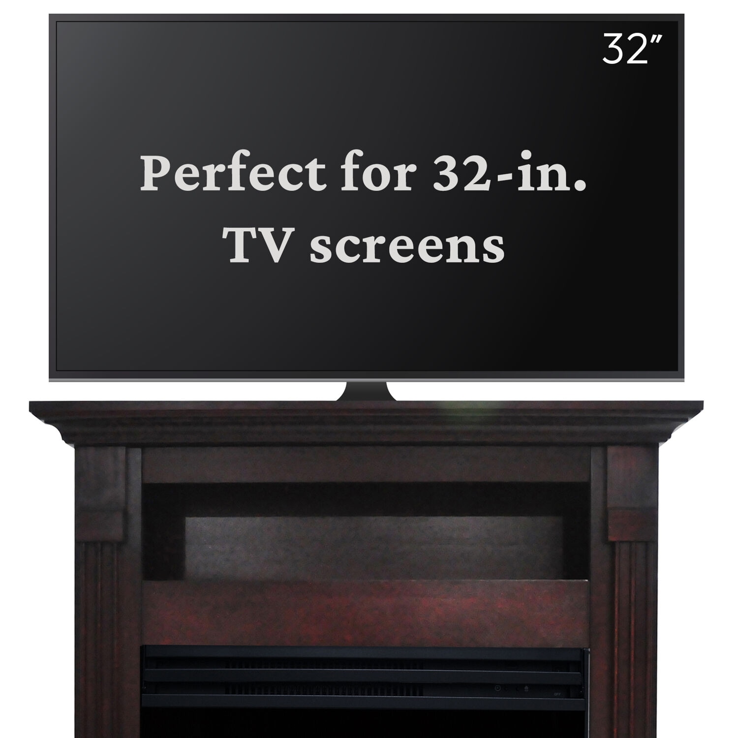 33.9-Inches W Mahogany Free standing Fan-forced Flat wall Electric Fireplace with Remote Control Included - Image 7