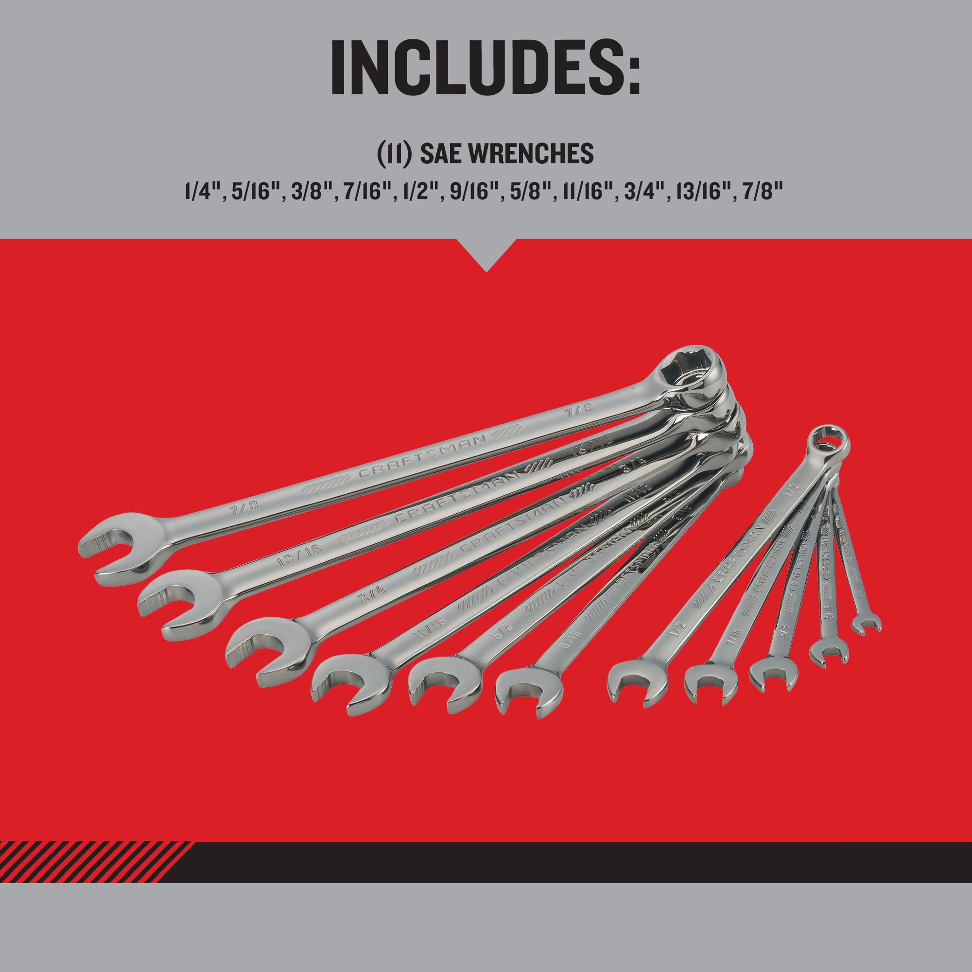 OVERDRIVE 11 -Piece Set 6-point Standard (SAE) Standard Combination Wrench Includes Hard Case - Image 4