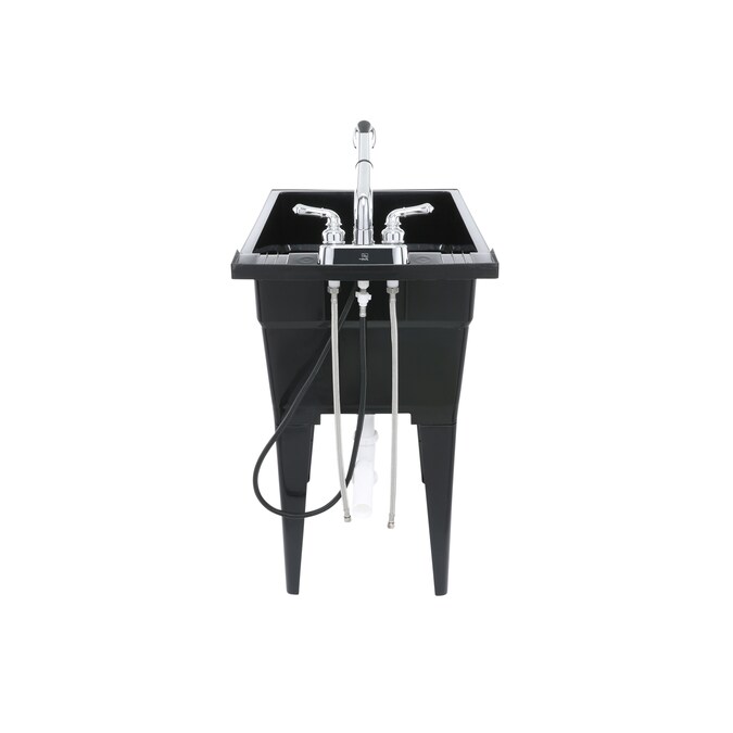 RuggedTub 18-in x 24.5-in 1-Basin Black Freestanding Utility Tub with Drain and Faucet - Image 4