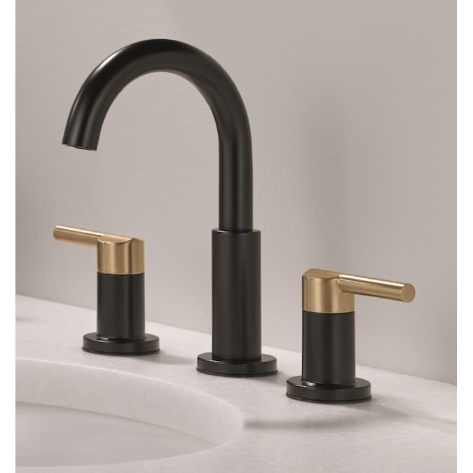 Delta Nicoli Black Widespread 2-Handle WaterSense Bathroom Sink Faucet with Drain