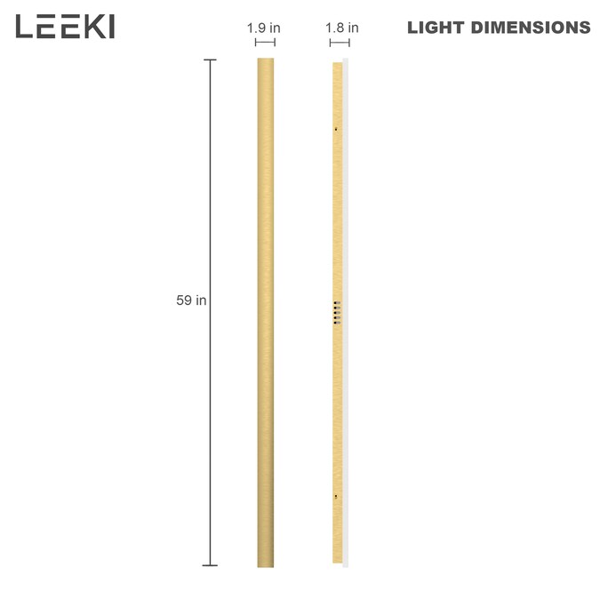 LEEKI Modern Linear 59-in H Polished Gold Integrated LED Outdoor Wall Light - Image 3