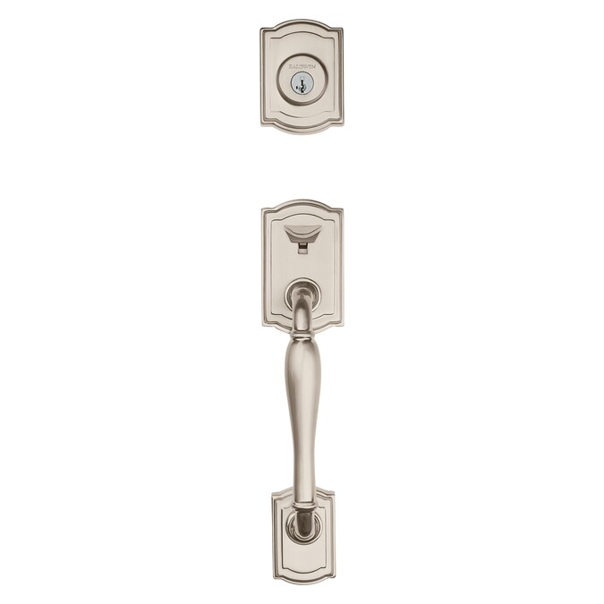 Baldwin Prestige Series Wesley Satin Nickel Single-Cylinder Deadbolt Keyed Entry Door Handleset Knob Smartkey - Image 4