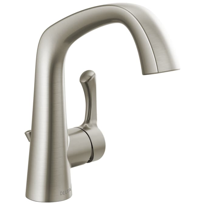 Delta Larkin Spotshield Brushed Nickel Widespread 1-Handle WaterSense Bathroom Sink Faucet with Drain and Deck Plate
