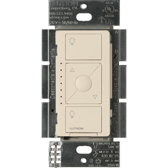Lutron Caseta Smart Lighting Single-pole Smart with LED Elv Decorator Light Dimmer Switch, Light Almond