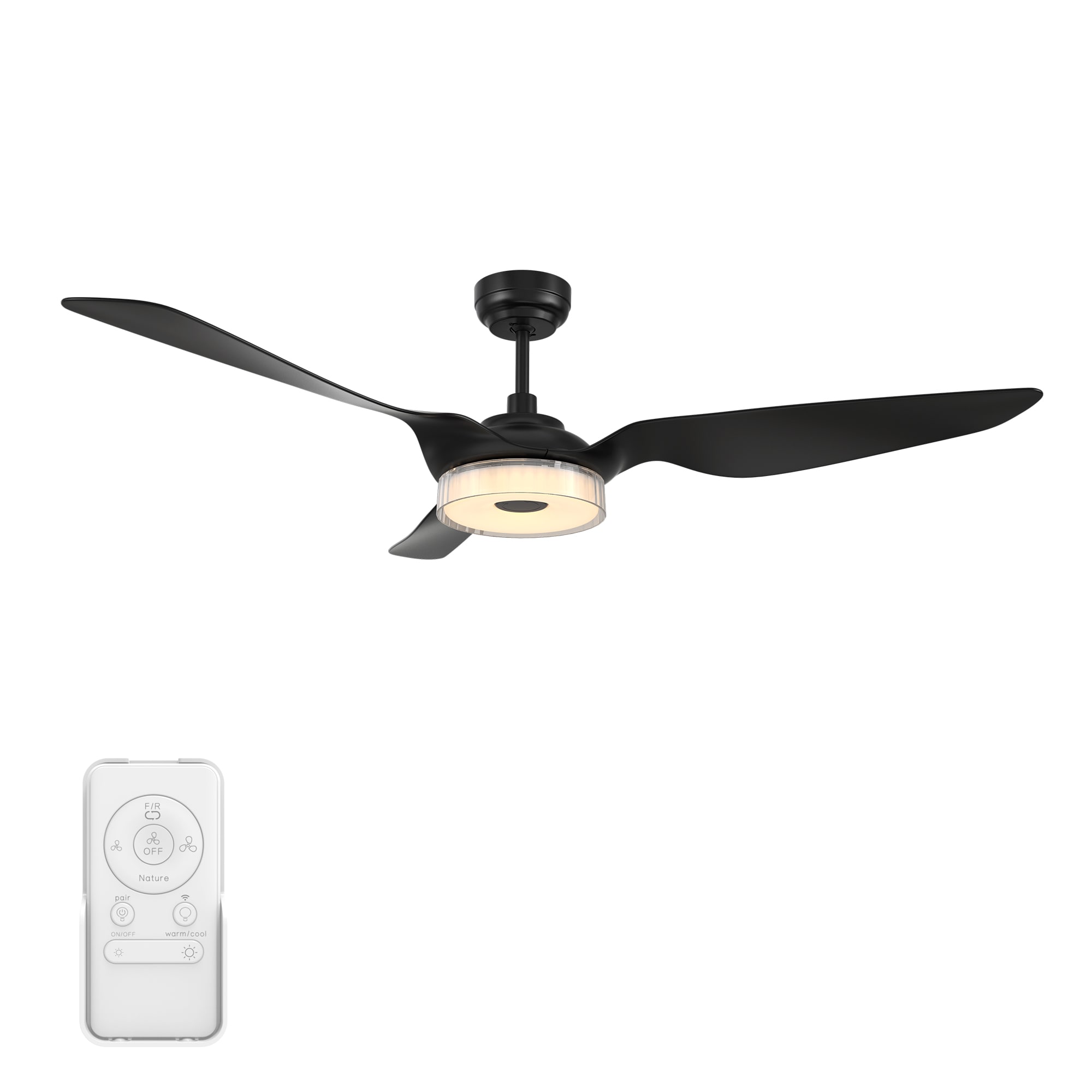 Finley 60-in Integrated LED Smart Black with Black Blades Ceiling Fan With Light - Remote Included ( 3 -Blade )
