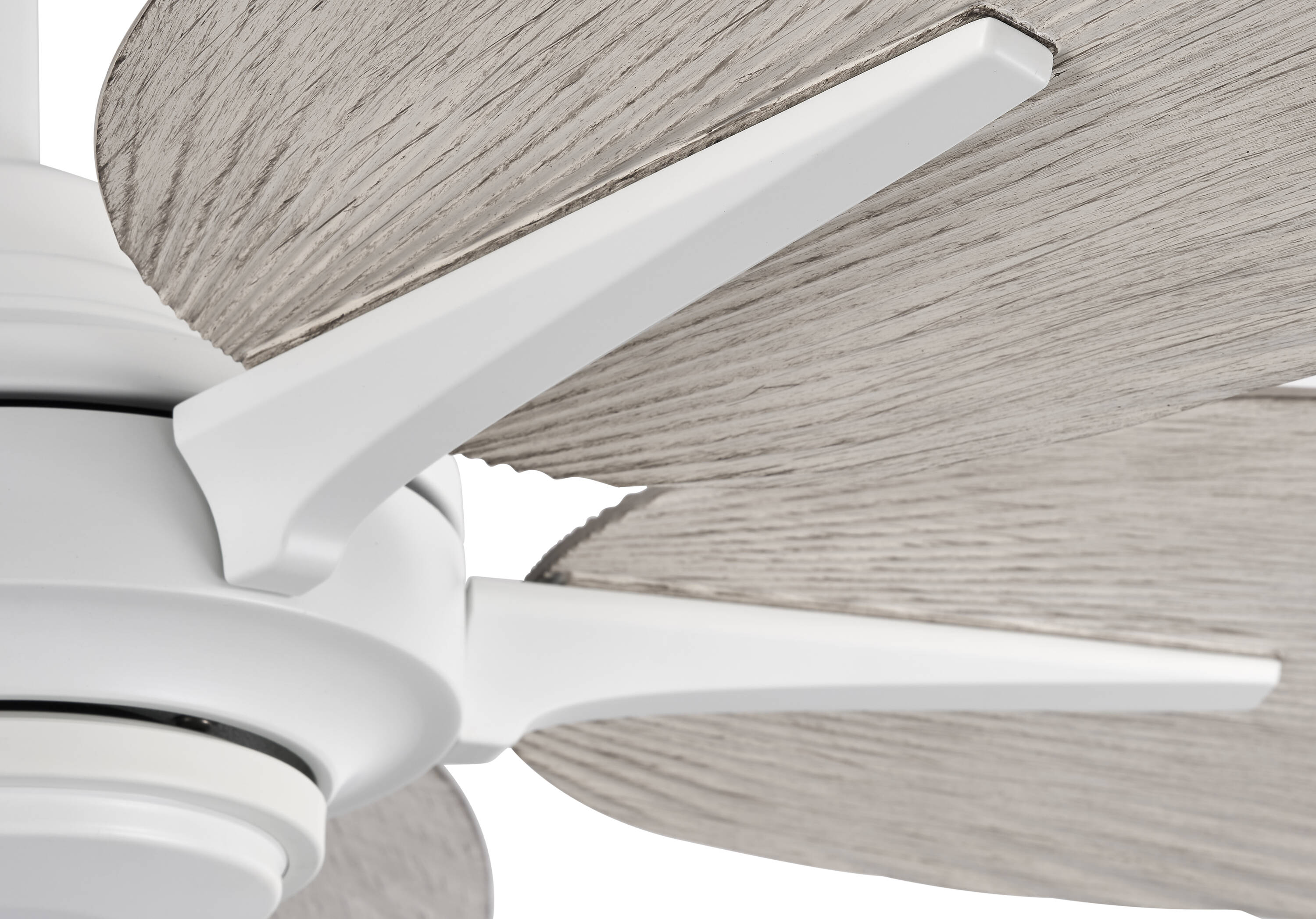 Tropic Palm 60-in Outdoor Matte White with White-Washed Oak Blades Ceiling Fan Without Light and Remote ( 5 -Blade ) - Image 4