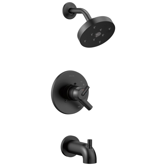 Delta Trinsic Matte Black 2-handle Single Function Round Bathtub and Shower Faucet