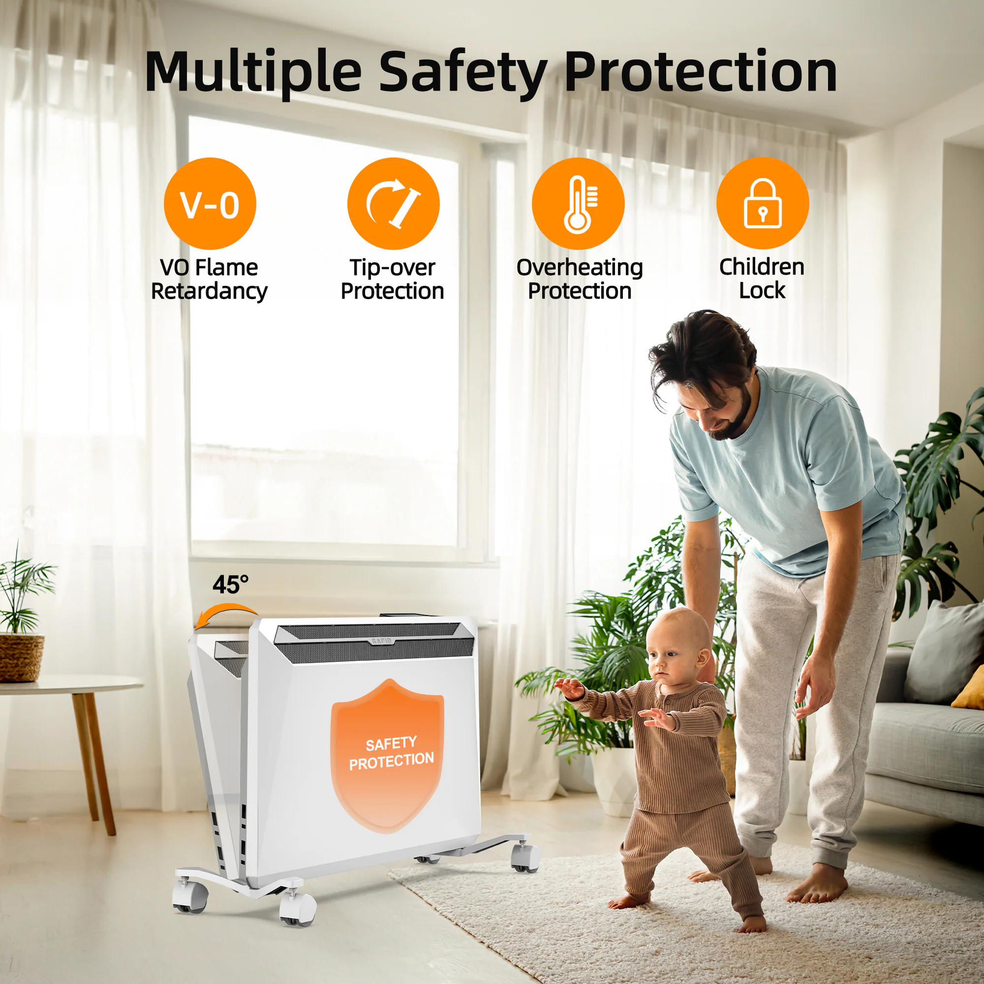 Up to 1500-Watt Convection Wall Mount Indoor Electric Space Heater with Thermostat - Image 5