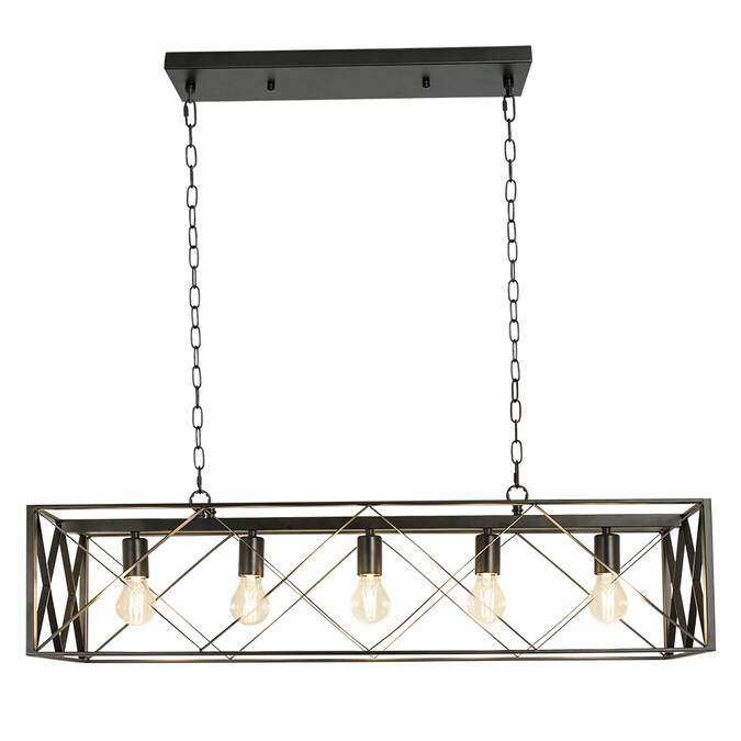 Depuley Kitchen Island Pendant Light 5-Light Black Industrial Square Led Large Hanging Kitchen Island Light