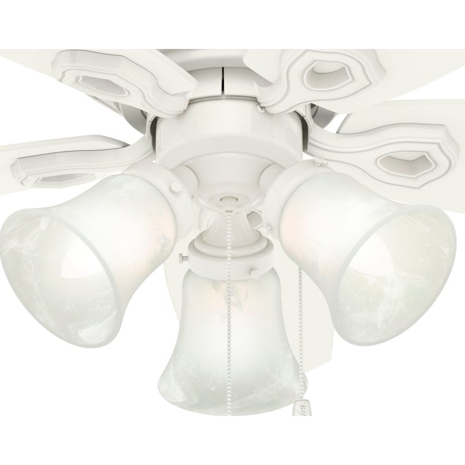 Hunter Builder Low Pro 42-in Snow White with Snow White/Light Oak Blades LED Indoor Flush Mount Ceiling Fan with Light (5-Blade) - Image 19
