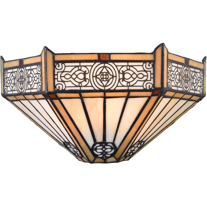 Claxy Tiffany 12.2-in W 1-Light Polished Black Tiffany Led, Incandescent, Halogen Wall Sconce