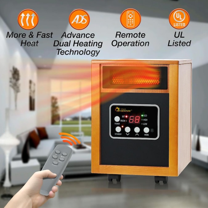 Dr. Infrared Heater Up to 1500-Watt Infrared Quartz Cabinet Indoor Electric Space Heater with Thermostat and Remote Included - Image 2