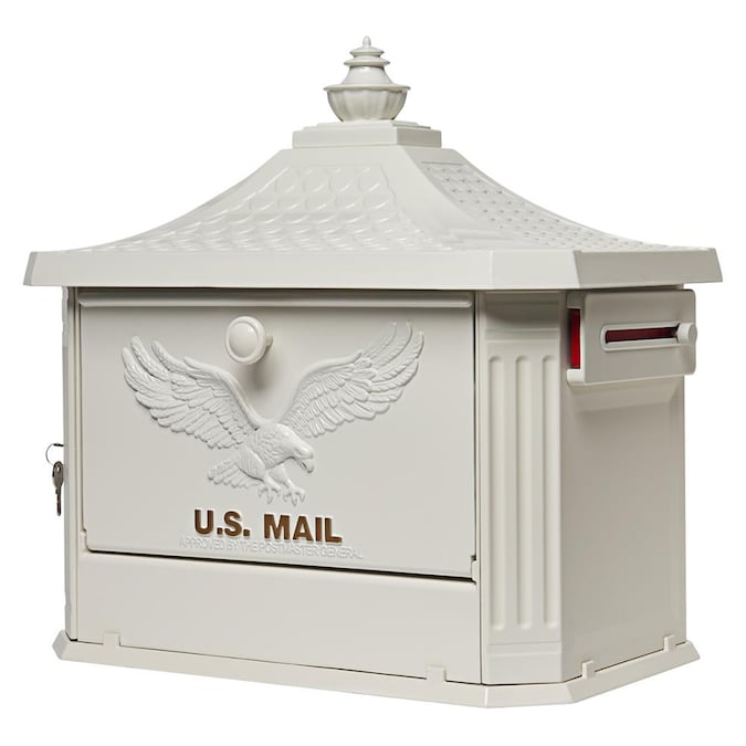 Architectural Mailboxes Post Mount White Metal Large Lockable Mailbox