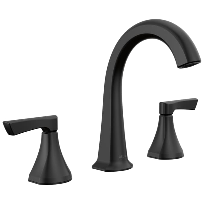 Delta Arcadia Matte Black Widespread 2-Handle WaterSense Bathroom Sink Faucet with Drain