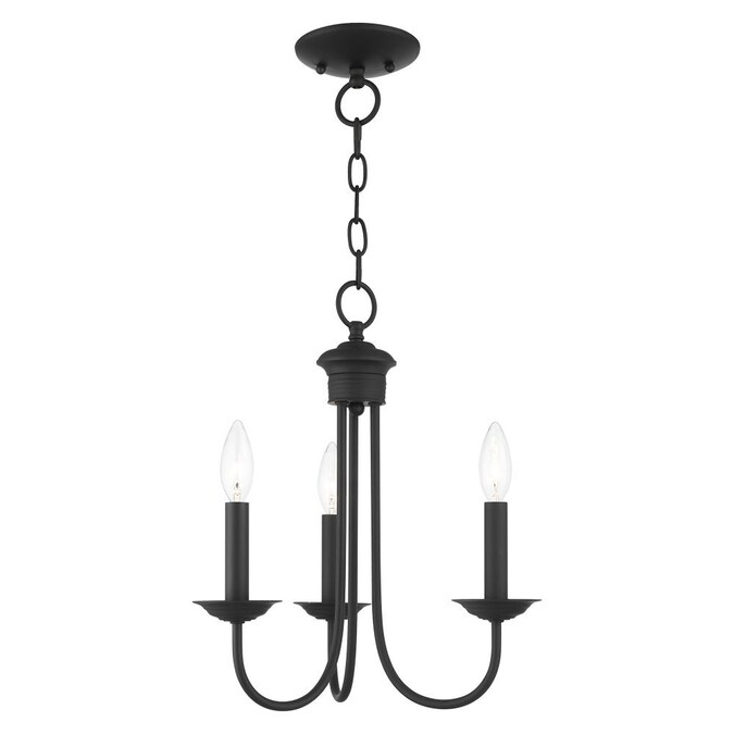 Livex Lighting Estate 3-Light Matte Black Traditional Damp Rated Chandelier