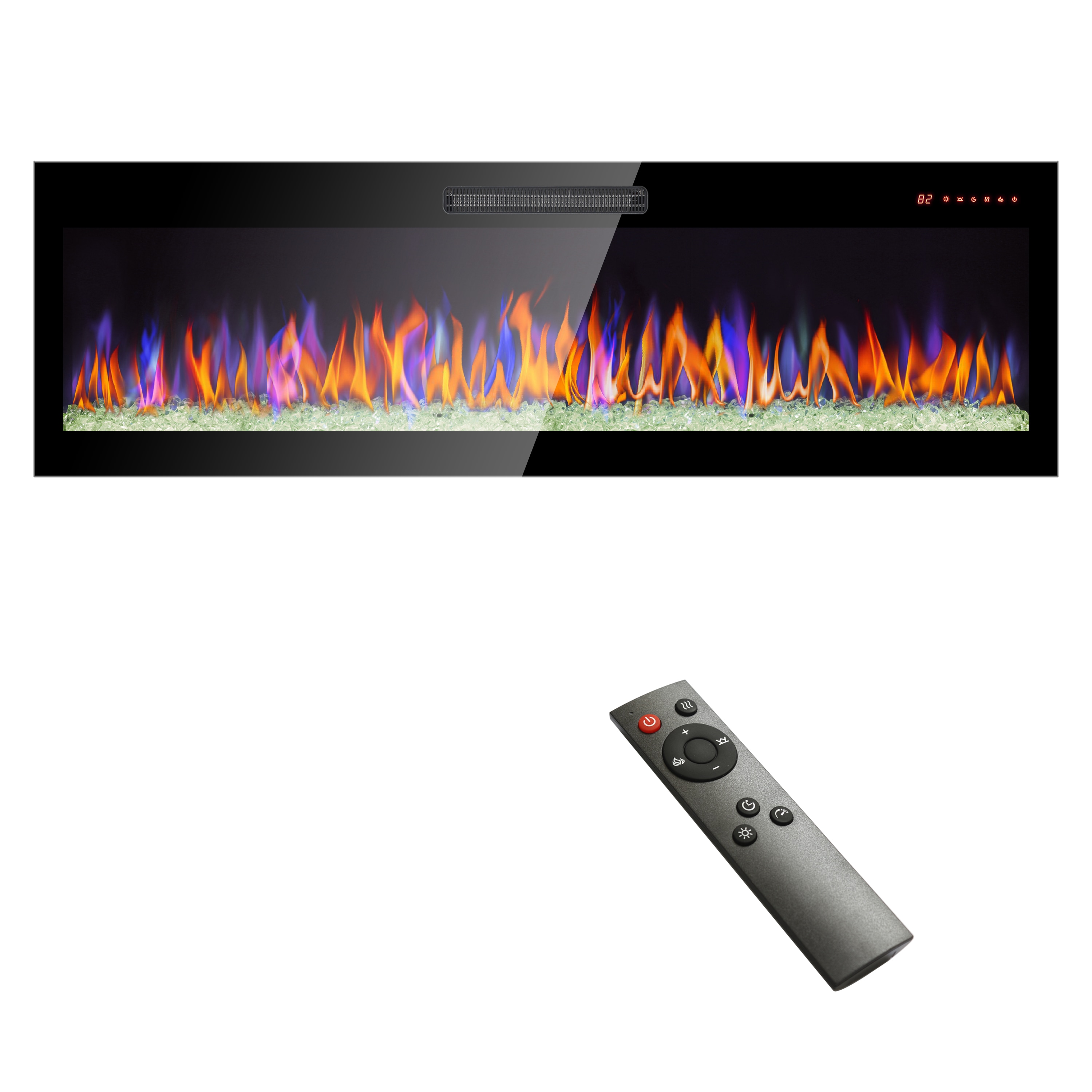 60-Inches W Black Wall mount Fan-forced Wall-mount Electric Fireplace with Remote Control Included
