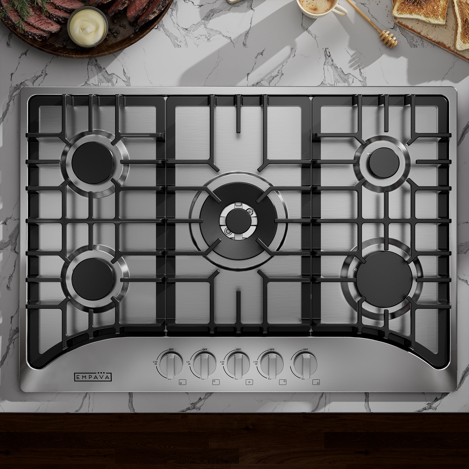30-in 5 burners Stainless steel Gas Cooktop