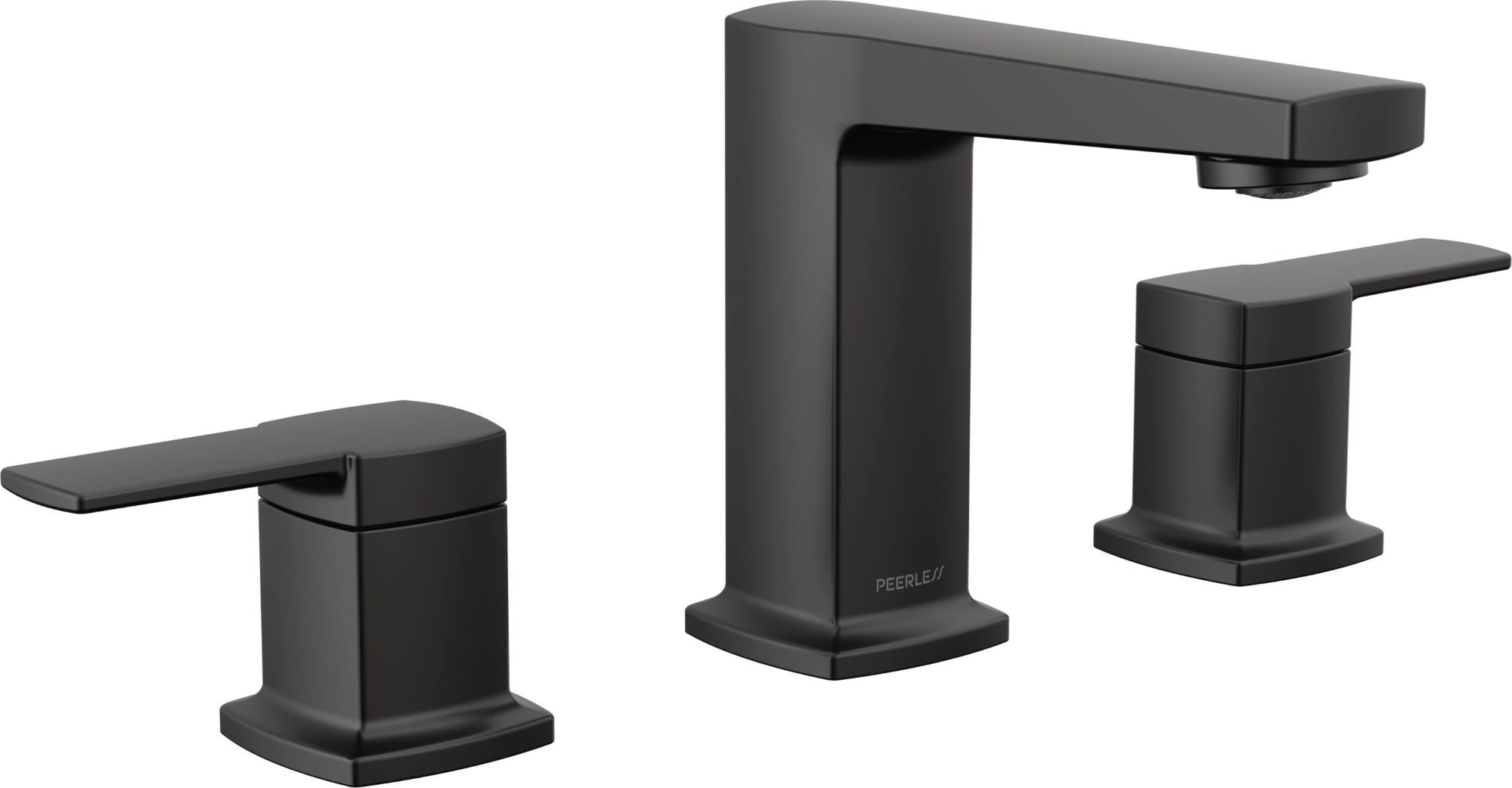 Ezra Matte Black Widespread 2-handle WaterSense Low-arc Residential Handle Bathroom Sink Faucet with Drain