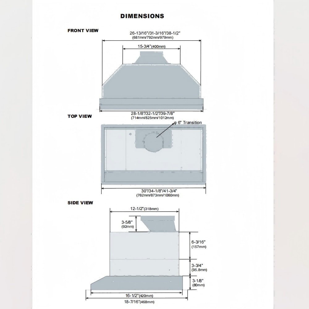 30 inch Convertible 860-CFM Stainless steel Insert Under Cabinet Range Hood with Charcoal Filter - Image 7