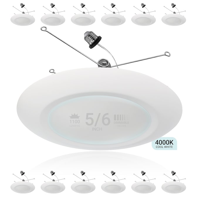 NUWATT Retrofit 5/6" Disk 4000K Cool White 1000-Lumen Cool White Round Dimmable LED Canned Recessed Downlight (12-Pack)